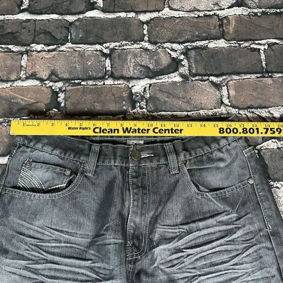 Vintage Old Skool Jeans Mens 34x32 Gray Wide Leg Baggy Hip Hop Skater Y2K Pants - Picture 12 of 16